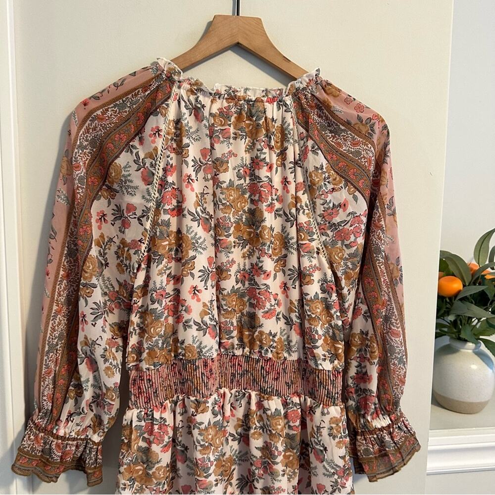Anthropologie Love The Label Floral Long Sleeve Mini Dress Small - Picture 6 of 10